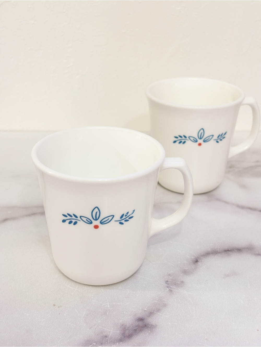 Vintage Corningware Subtle Blue Coffee Tea Mugs Cup Set of 2